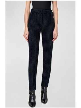 Akris Punto Mara Houndstooth Pants Stretch Slim Ankle Navy Size 8